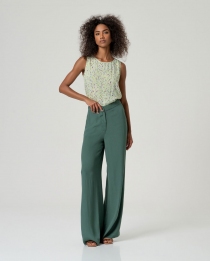 Pantalon droit avec poches vert bouteille