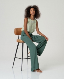 Pantalon droit avec poches vert bouteille