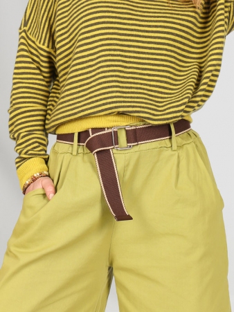 Pantalon Droit Fluide A Pince Olive