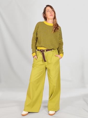 Pantalon Droit Fluide A Pince Olive