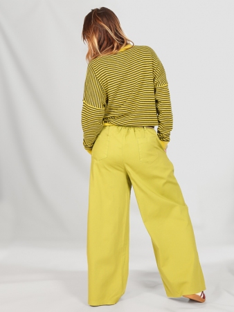 Pantalon Droit Fluide A Pince Olive