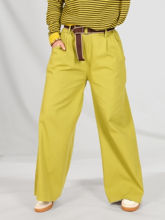 Pantalon Droit Fluide A Pince Olive