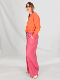 Pantalon Droit Fluide A Pince Rose oignon