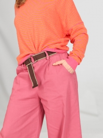 Pantalon Droit Fluide A Pince Rose oignon