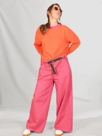 Pantalon Droit Fluide A Pince Rose oignon