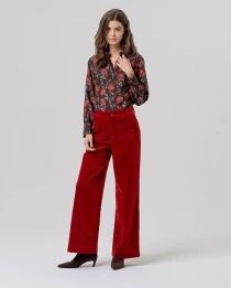 Pantal&oacute;n large poches plaqu&eacute;es Rojo Ingles