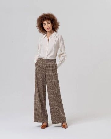 Pantal�n large taille ajust�e Camel