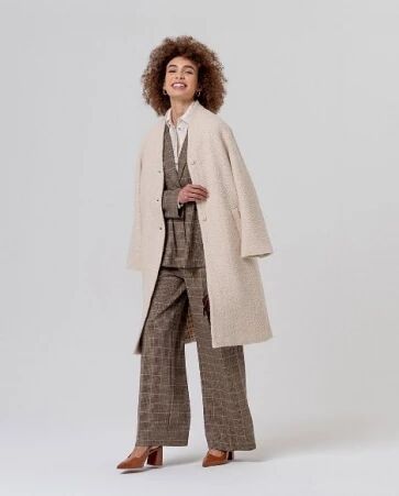 Pantal�n large taille ajust�e Camel