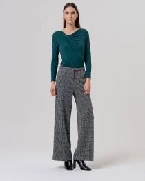 Pantal&oacute;n large taille ajust&eacute;e Gris