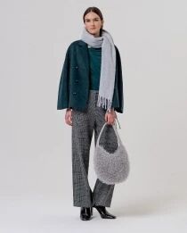 Pantal&oacute;n large taille ajust&eacute;e Gris