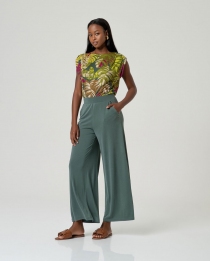 Pantalon large vert bouteille