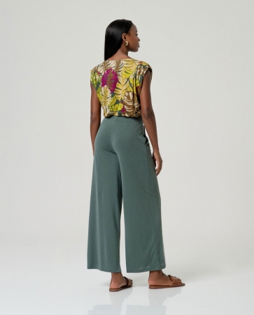 Pantalon large vert bouteille