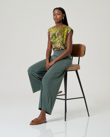 Pantalon large vert bouteille