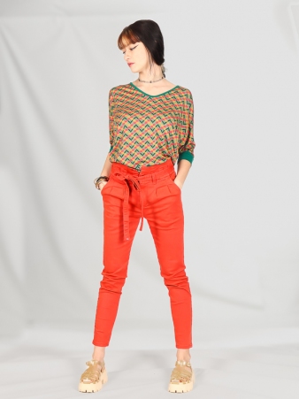  Pantalon slim ceinture brique