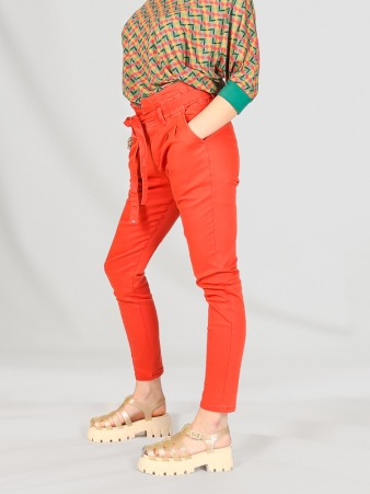  Pantalon slim ceinture brique