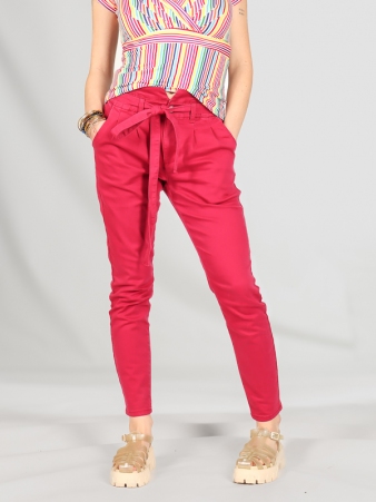  Pantalon slim ceinture Fuchsia