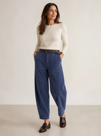 Pantalon velours barrel Indaco