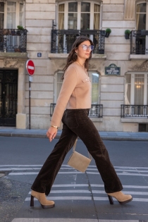 Pantalon velours wide leg Chocolat