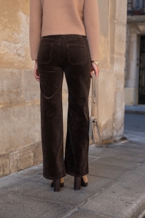 Pantalon velours wide leg Chocolat