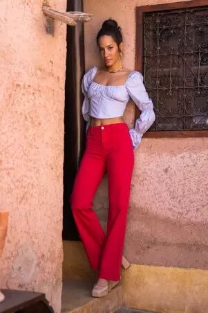Pantalon wide leg Rouge