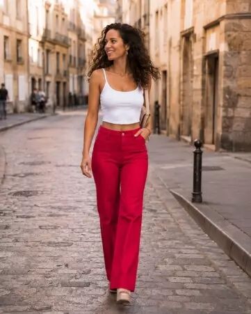 Pantalon wide leg Rouge