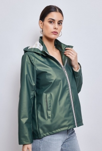 Parka courte irisée verte
