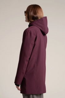 Parka doubl&eacute; coupe droite en tissu 100% recycl&eacute; Beaubourg prune