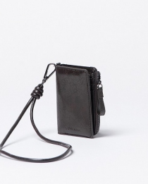 Petit portefeuille craquel&eacute; Chocolat