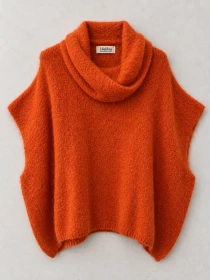 Poncho en alpaga sans manches Brique