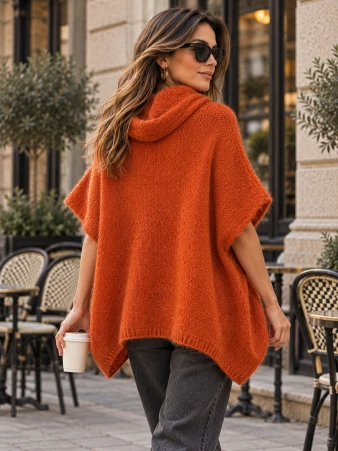 Poncho en alpaga sans manches Brique