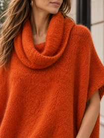 Poncho en alpaga sans manches Brique