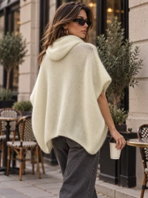 Poncho en alpaga sans manches Ecru