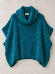 Poncho en alpaga sans manches Emeraude