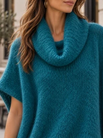 Poncho en alpaga sans manches Emeraude