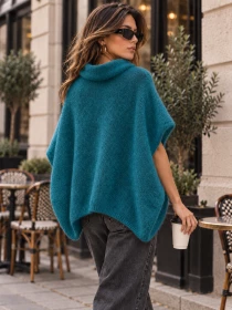 Poncho en alpaga sans manches Emeraude