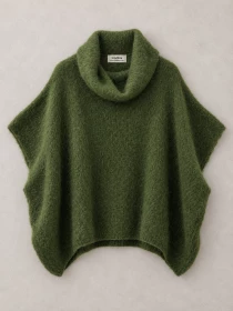 Poncho en alpaga sans manches Kaki