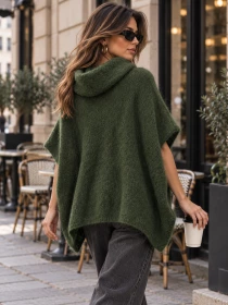 Poncho en alpaga sans manches Kaki
