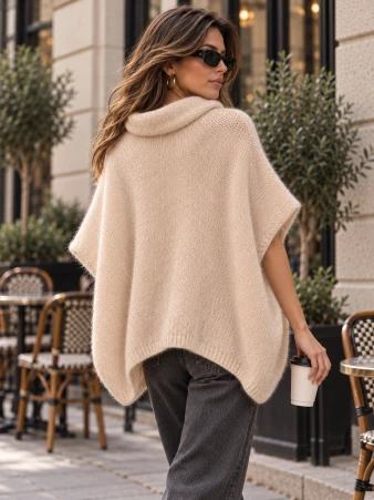 Poncho en alpaga sans manches Lin de champagne