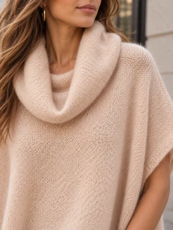 Poncho en alpaga sans manches Lin de champagne