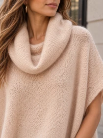 Poncho en alpaga sans manches Lin de champagne
