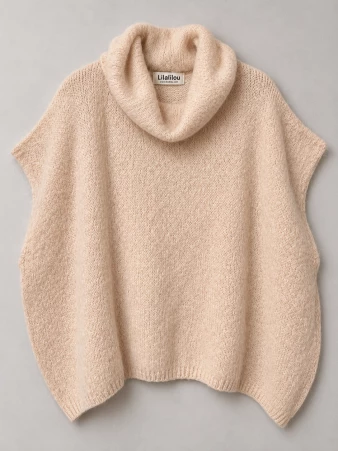 Poncho en alpaga sans manches Lin de champagne