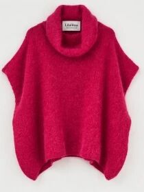Poncho en alpaga sans manches Magenta