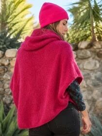 Poncho en alpaga sans manches Magenta