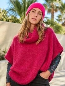 Poncho en alpaga sans manches Magenta