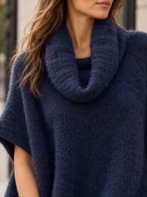 Poncho en alpaga sans manches Marine
