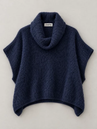 Poncho en alpaga sans manches Marine