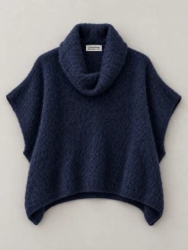 Poncho en alpaga sans manches Marine