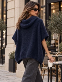 Poncho en alpaga sans manches Marine