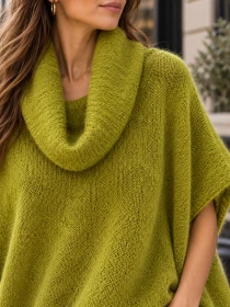 Poncho en alpaga sans manches Olive