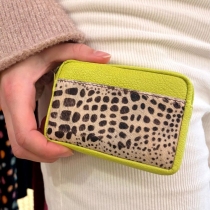 Porte monnaie cuir recyclé Vert fluo